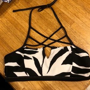 Aerie Palm Print Cross Cross Padded Bikini Top
